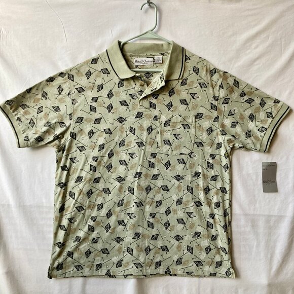 Michael Austin Golf Shirt Mens Size XL Vintage New All Over Print Clubs Ball NWT - Picture 2 of 13